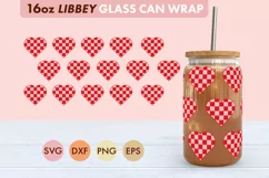 Checkered Heart SVG PNG 16 oz Libbey Glass Can Wrap Product Image 1