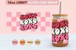 Checkered XOXO SVG PNG 16 oz Libbey Glass Can Wrap Product Image 1