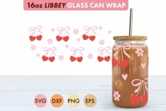 Coquette Cherry Bow SVG PNG 16 oz Libbey Glass Can Wrap Product Image 2