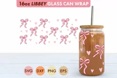 Coquette Pink Bow SVG PNG 16 oz Libbey Glass Can Wrap Product Image 1