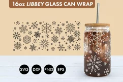 Snowflakes SVG PNG 16 oz Libbey Glass Can Wrap Product Image 1