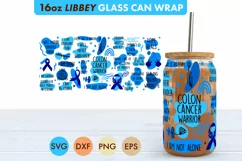 Colon Cancer Warrior SVG PNG 16 oz Libbey Glass Can Wrap Product Image 1