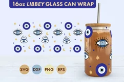 Evil Eye Nazar SVG PNG 16 oz Libbey Glass Can Wrap Product Image 1
