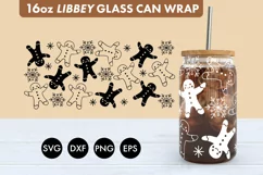 Christmas Gingerbread SVG PNG 16 oz Libbey Glass Can Wrap Product Image 1