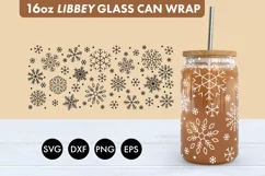 Snowflakes SVG PNG 16 oz Libbey Glass Can Wrap Product Image 2