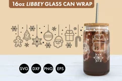 Christmas Baubles SVG PNG 16 oz Libbey Glass Can Wrap Product Image 2