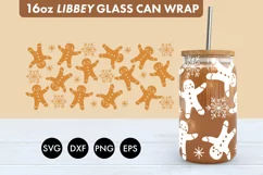 Christmas Gingerbread SVG PNG 16 oz Libbey Glass Can Wrap Product Image 1
