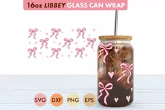 Coquette Pink Bow SVG PNG 16 oz Libbey Glass Can Wrap Product Image 2