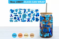 Colon Cancer Warrior SVG PNG 16 oz Libbey Glass Can Wrap Product Image 3