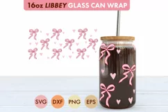Coquette Pink Bow SVG PNG 16 oz Libbey Glass Can Wrap Product Image 3