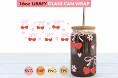 Coquette Cherry Bow SVG PNG 16 oz Libbey Glass Can Wrap Product Image 3