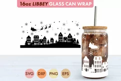 Christmas Scenery SVG PNG 16 oz Libbey Glass Can Product Image 1