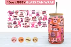 Breast Cancer Warrior SVG PNG 16 oz Libbey Glass Can Wrap Product Image 2