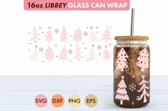 Pink Christmas Tree SVG PNG 16 oz Libbey Glass Can Product Image 1