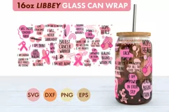 Breast Cancer Warrior SVG PNG 16 oz Libbey Glass Can Wrap Product Image 3