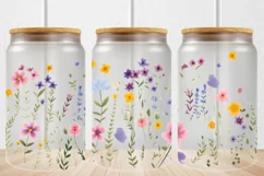 16oz Libbey Glass Can Tumbler Watercolor Flowers Sublimation Product Image 1