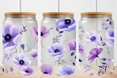 16oz Libbey Glass Can Tumbler Watercolor Flowers Sublimation Product Image 1