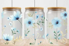 16oz Libbey Glass Can Tumbler Watercolor Flowers Sublimation Product Image 1