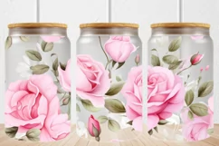 Rose Flowers 16oz Libbey Glass Can Tumbler, Pink Floral PNG Product Image 1