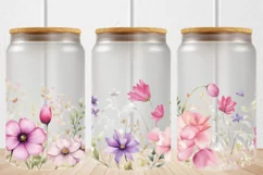 Wild Flowers 16oz Libbey Glass Can Tumbler, Pink Floral PN Product Image 1