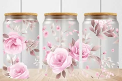 Pink Rose Flowers 16oz Libbey Glass Can Tumbler Product Image 1