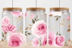 Watercolor Pink Flowers 16oz Libbey Glass Can Tumbler Product Image 1