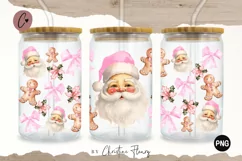 Pink Santa Clause Christmas Libbey Glass Wrap PNG Product Image 1