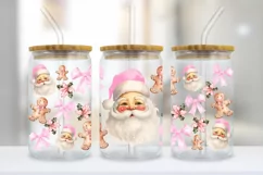 Pink Santa Clause Christmas Libbey Glass Wrap PNG Product Image 2