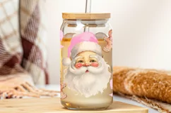 Pink Santa Clause Christmas Libbey Glass Wrap PNG Product Image 3