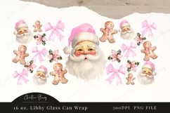 Pink Santa Clause Christmas Libbey Glass Wrap PNG Product Image 4