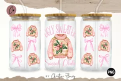 Pink Ugly Sweater Social Club Libbey Glass Wrap PNG Product Image 1