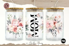 Watercolor Mom Life Flower 16oz Libbey Glass Wrap PNG Product Image 1