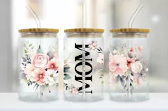 Watercolor Mom Life Flower 16oz Libbey Glass Wrap PNG Product Image 2
