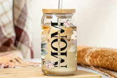 Watercolor Mom Life Flower 16oz Libbey Glass Wrap PNG Product Image 3