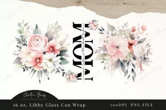 Watercolor Mom Life Flower 16oz Libbey Glass Wrap PNG Product Image 4