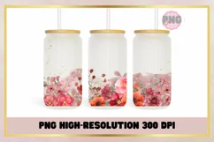 Watercolor Flowers Garden 16oz can glass Libbey wrap Product Image 1
