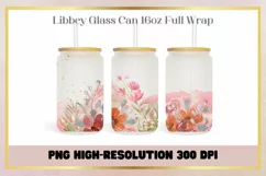 Pink flowers watercolor 16oz Libbey Glass Can Full Wrap Product Image 1