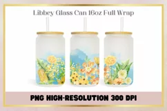 Yellow Flowers Watercolor 16oz can glass Libbey wrap Product Image 1