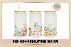 Watercolor Flowers Garden 16oz can glass Libbey wrap Product Image 1