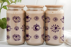 Libbey Glass Can 16oz Wrap. Eyes Mystical Pattern SVG. Product Image 2