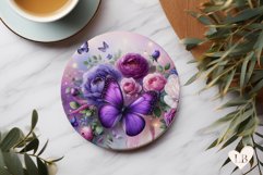 Butterfly Coaster - Peony Round Coaster Sublimation Product Image 1