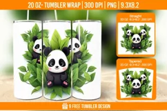 Cute Panda Tumbler Wrap Designs, Sublimation Wrap Product Image 1