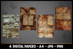 4 Vintage Digital Papers I Junk Journal Page Product Image 2