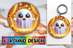 Cheerful Round Car Coaster PNG, 3D Cute Ghost Product Image 1