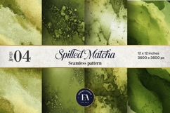 Spilled Matcha Texture, Green Abstract Liquid Digital Paper Product Image 1