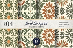 Retro Floral Block Print | Geometric Floral Pattern Product Image 1
