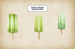 Matcha Popsicle Clipart Bundle 4 PNG Product Image 2