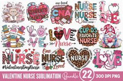 Valentine Nurse Sublimation Bundle PNG Product Image 1
