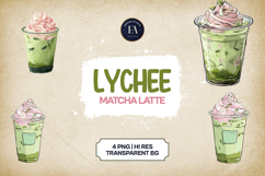 Lychee Matcha Latte Clipart Bundle 4 PNG Product Image 1