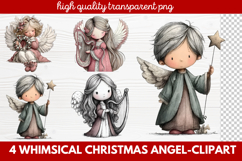 4 Whimsical Christmas Angel Clipart | Cute Holiday Angel PNG Product Image 1